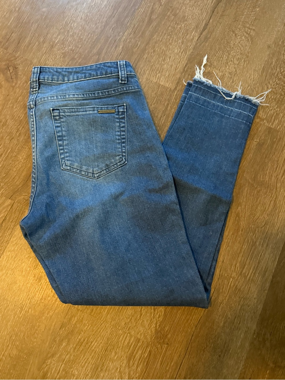 Michael Kors Raw-Hem Cropped Blue Denim Jeans